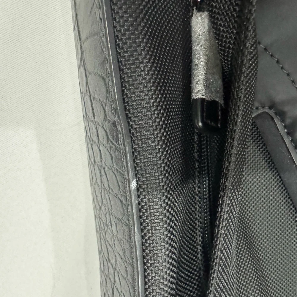 Tumi Travel Black Briefcase with Leather Finish and Metal Accents